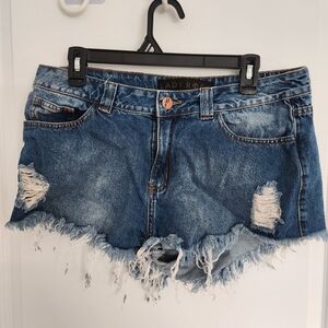 Ripped Denim Shorts - Blue
